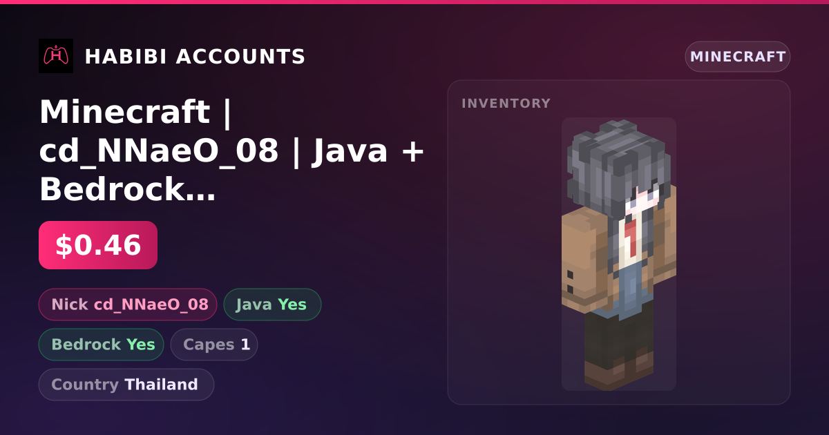 Minecraft | cd_NNaeO_08 | Java + Bedrock | 1 Capes — HabibiAccounts