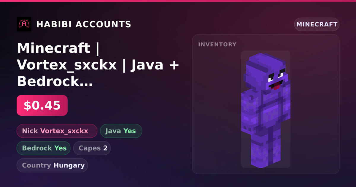 Minecraft | Vortex_sxckx | Java + Bedrock | 2 Capes — HabibiAccounts