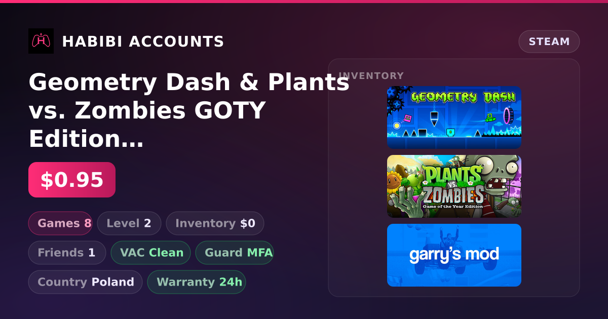 Geometry Dash & Plants vs. Zombies GOTY Edition | Clean — HabibiAccounts