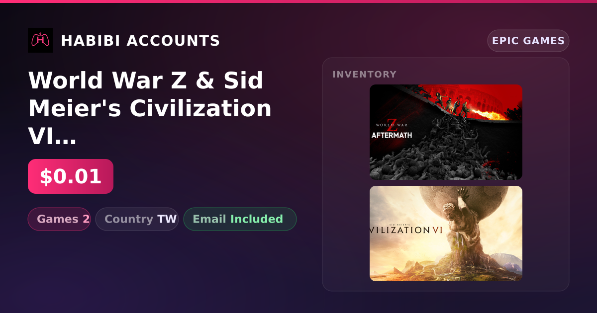 World War Z & Sid Meier's Civilization VI | 2 Games — HabibiAccounts