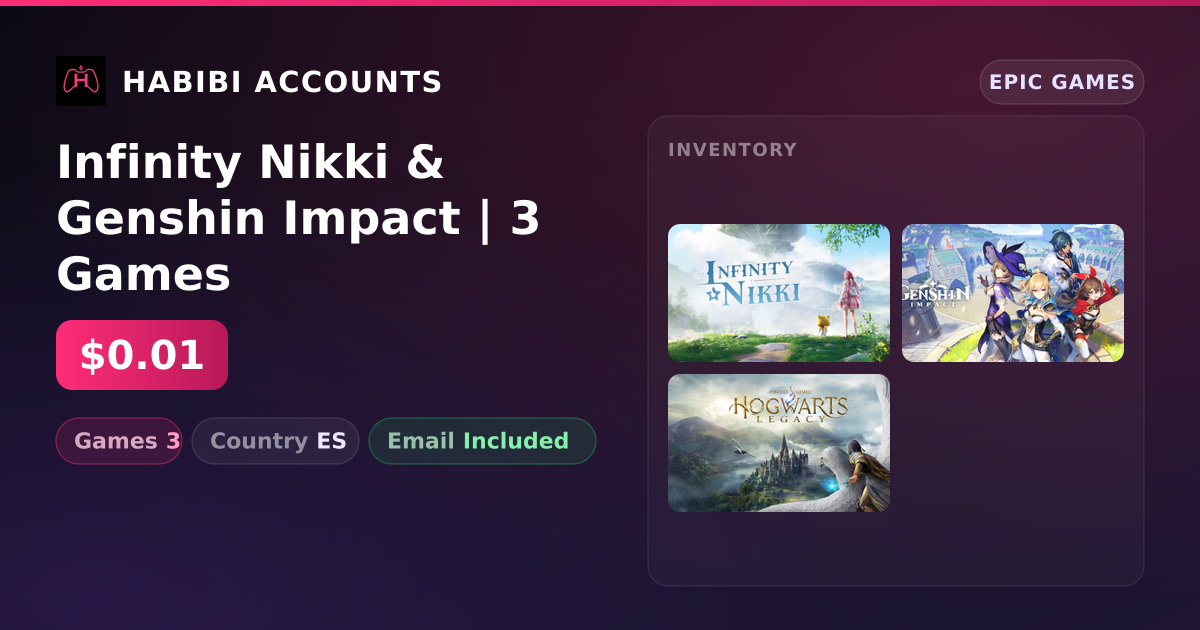 Infinity Nikki & Genshin Impact | 3 Games — HabibiAccounts