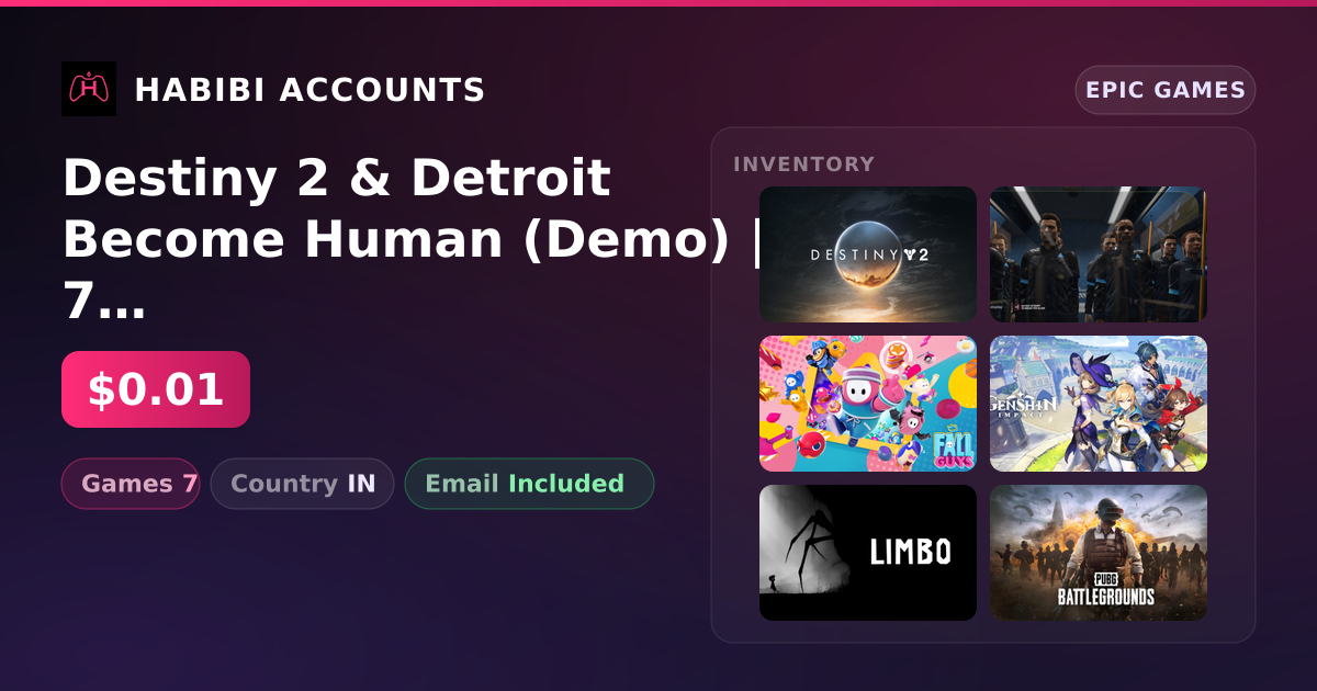 Destiny 2 & Detroit Become Human (Demo) | 7 Games — HabibiAccounts