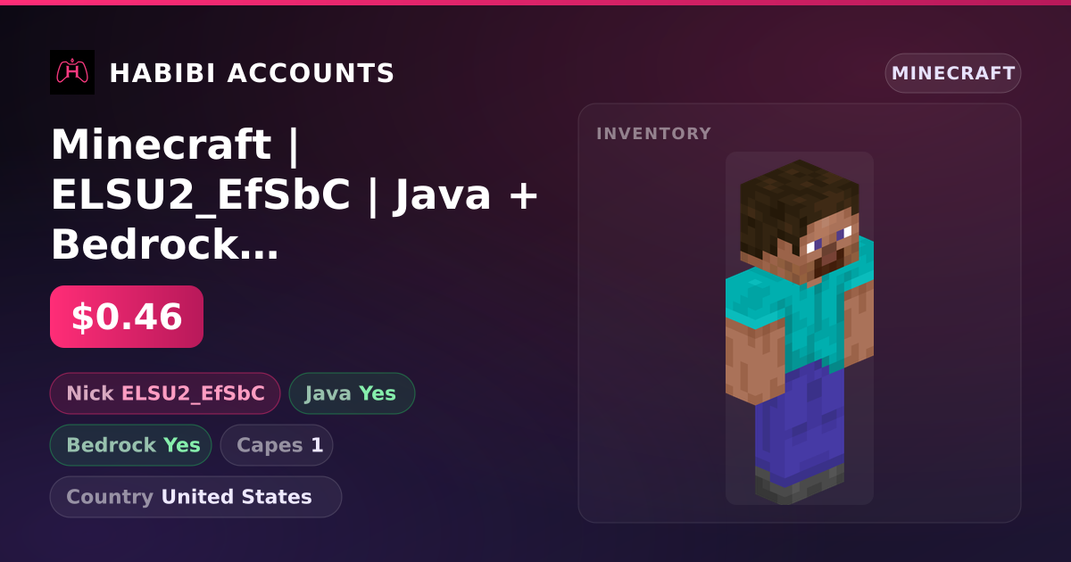 Minecraft | ELSU2_EfSbC | Java + Bedrock | 1 Capes — HabibiAccounts