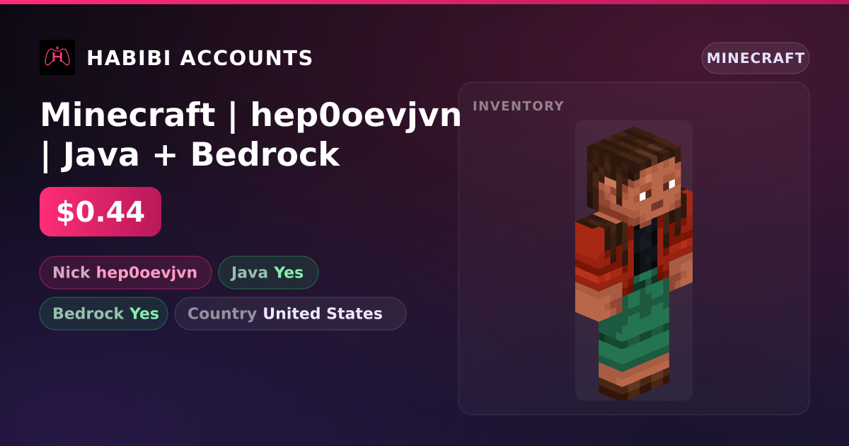 Minecraft | hep0oevjvn | Java + Bedrock — HabibiAccounts