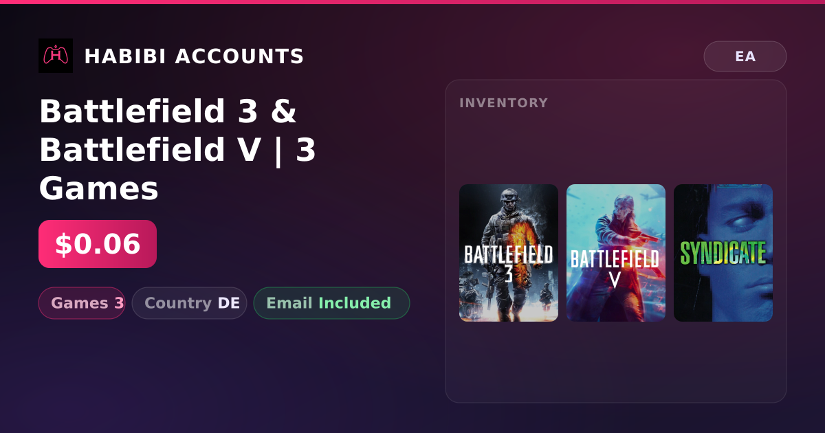 Battlefield 3 & Battlefield V | 3 Games — HabibiAccounts