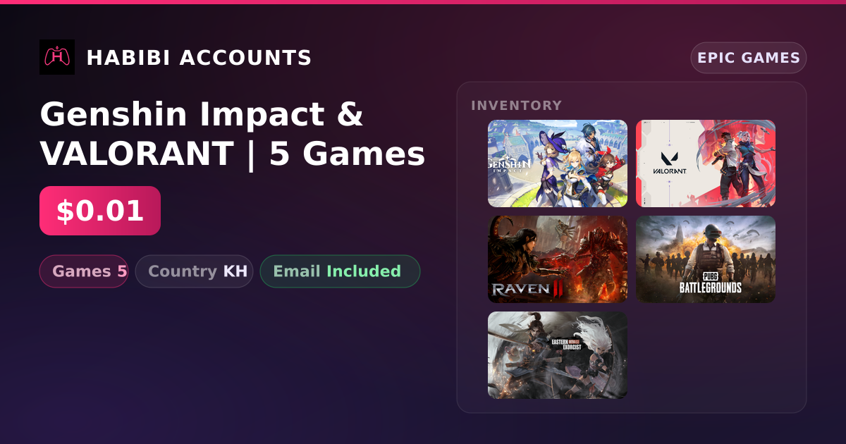 Genshin Impact & VALORANT | 5 Games — HabibiAccounts