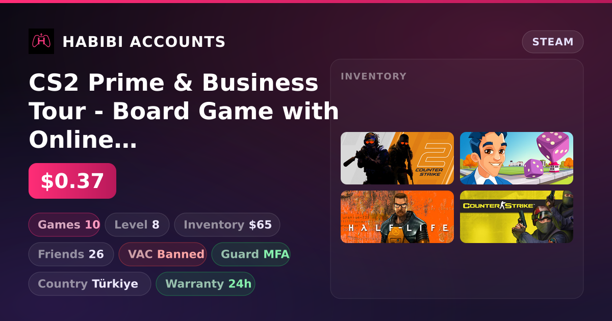 CS2 Prime & Business Tour - Board Game with Online Multiplayer | 10 Games | Has VAC — HabibiAccounts