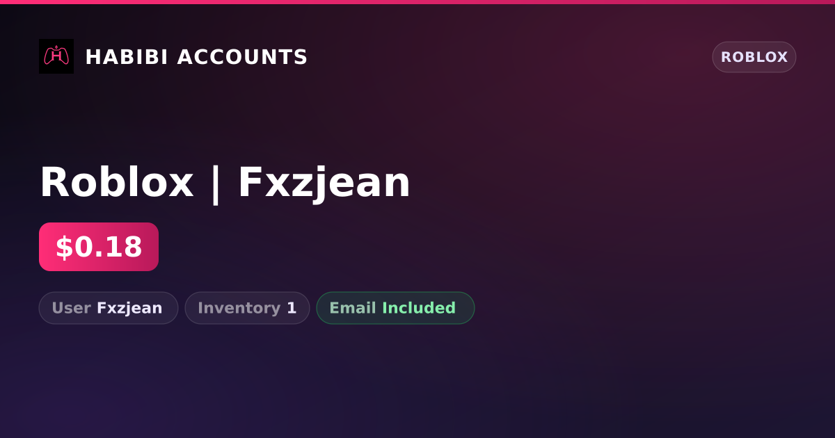 Roblox | Fxzjean — HabibiAccounts