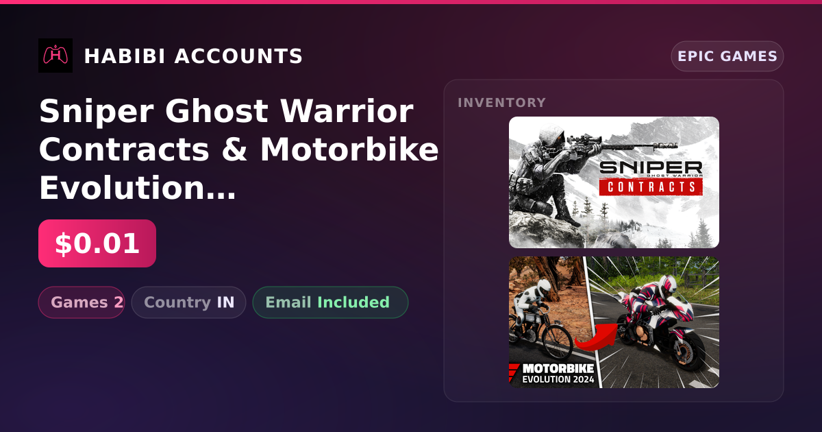 Sniper Ghost Warrior Contracts & Motorbike Evolution 2024 | 2 Games — HabibiAccounts