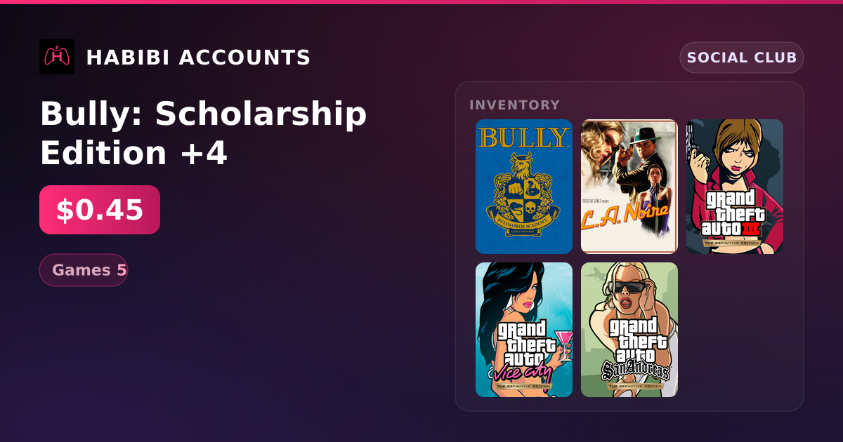 Bully: Scholarship Edition +4 — HabibiAccounts