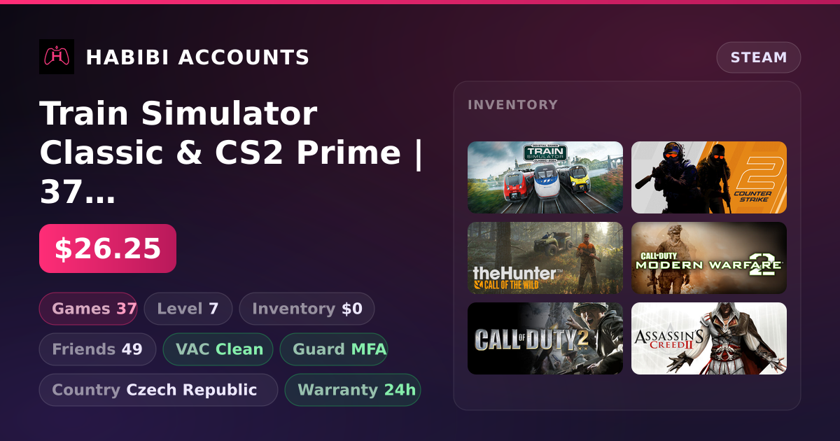 Train Simulator Classic & CS2 Prime | 37 Games | Clean — HabibiAccounts
