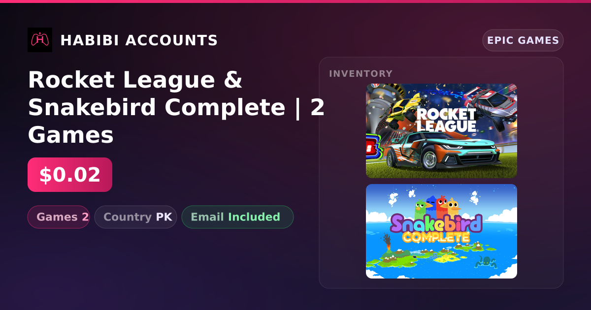 Rocket League & Snakebird Complete | 2 Games — HabibiAccounts