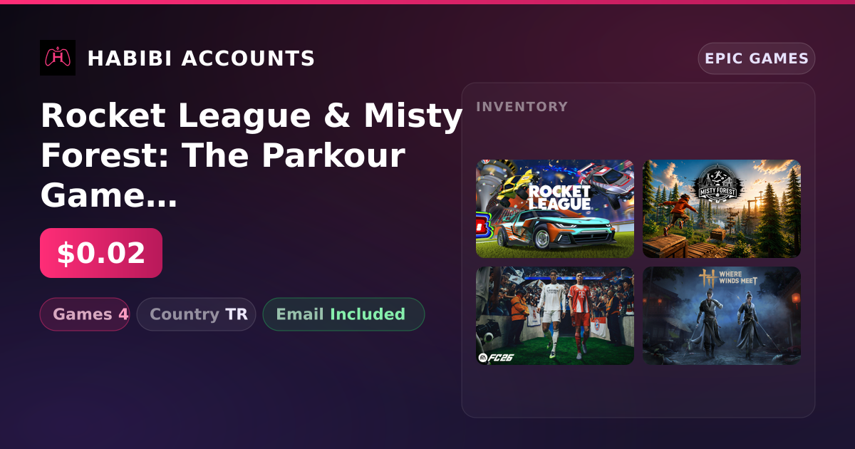 Rocket League & Misty Forest: The Parkour Game | 4 Games — HabibiAccounts