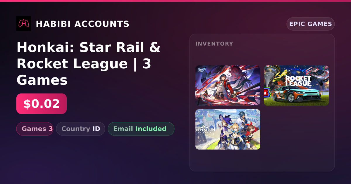 Honkai: Star Rail & Rocket League | 3 Games — HabibiAccounts