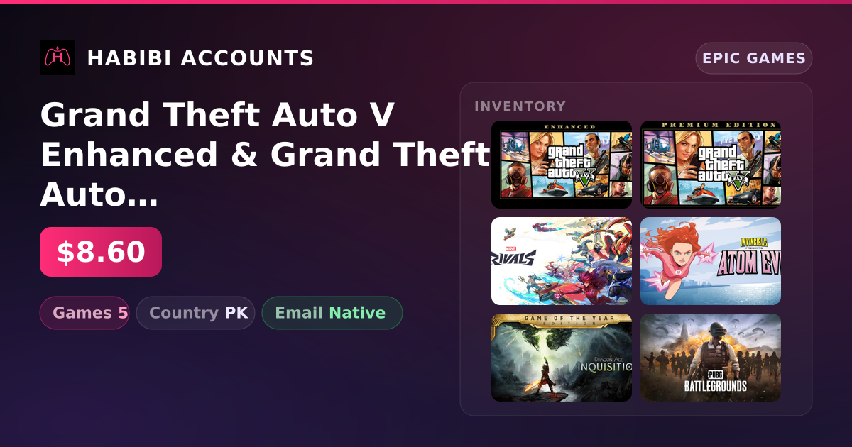 Grand Theft Auto V Enhanced & Grand Theft Auto V | 5 Games — HabibiAccounts