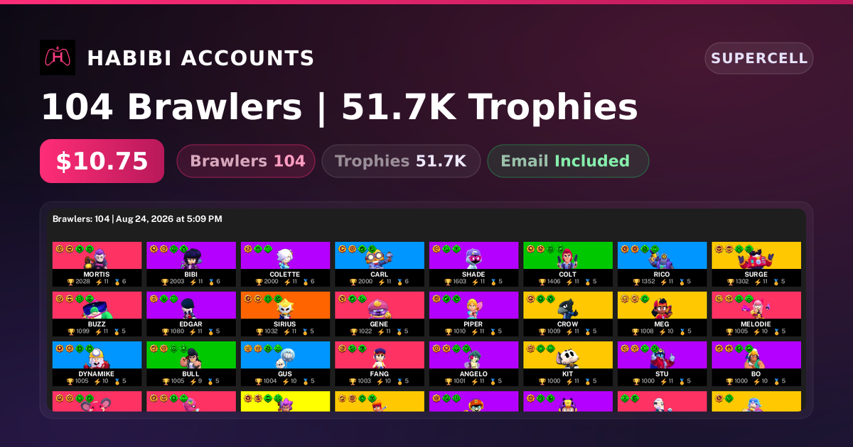 104 Brawlers | 51.7K Trophies