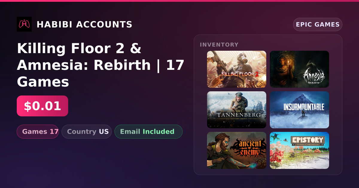 Killing Floor 2 & Amnesia: Rebirth | 17 Games — HabibiAccounts