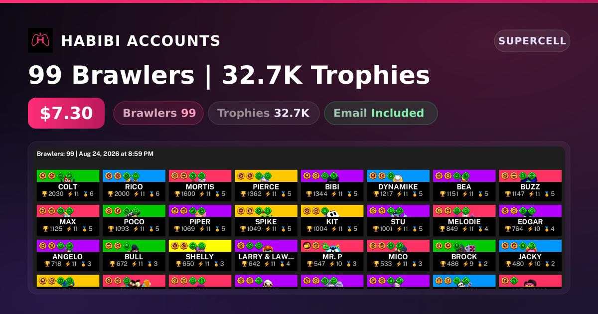 99 Brawlers | 32.7K Trophies — HabibiAccounts