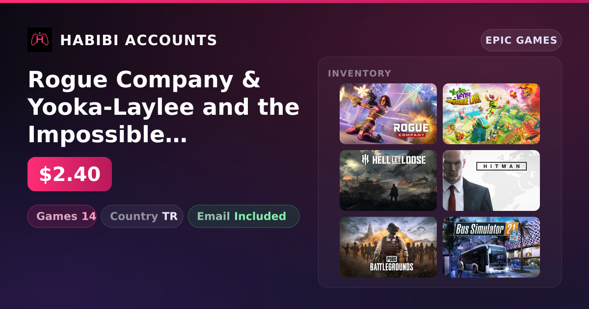 Rogue Company & Yooka-Laylee and the Impossible Lair | 14 Games — HabibiAccounts
