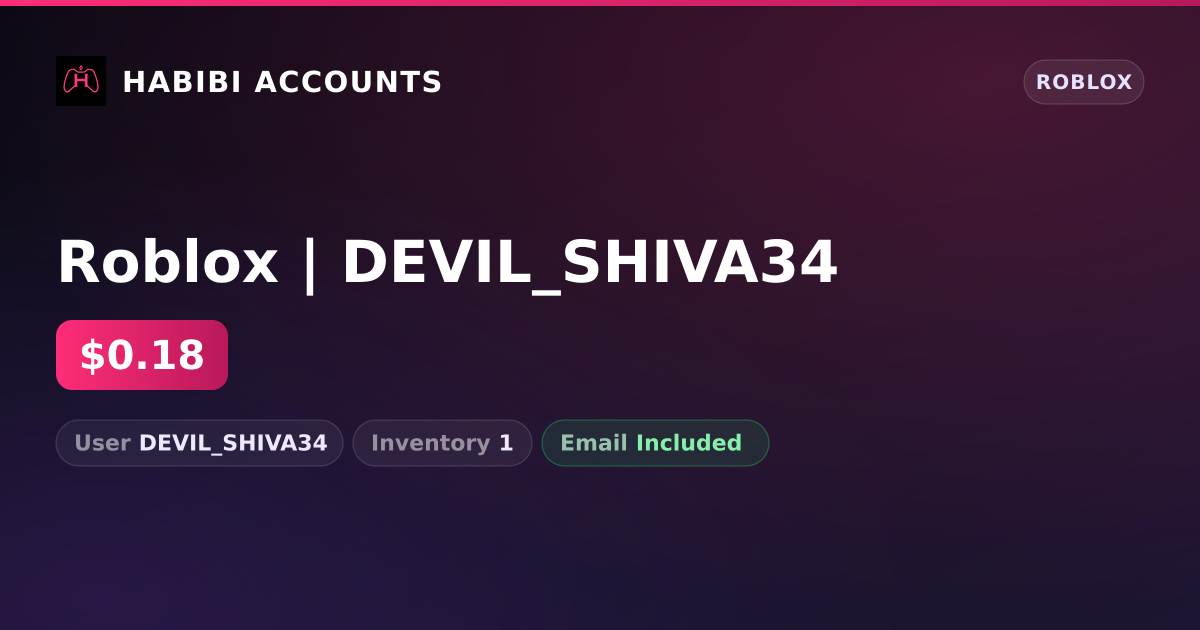 Roblox | DEVIL_SHIVA34 — HabibiAccounts