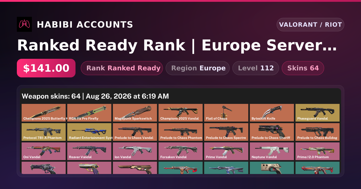 Ranked Ready Rank | Europe Server | 64 Skins | 5 Knives | Level 112