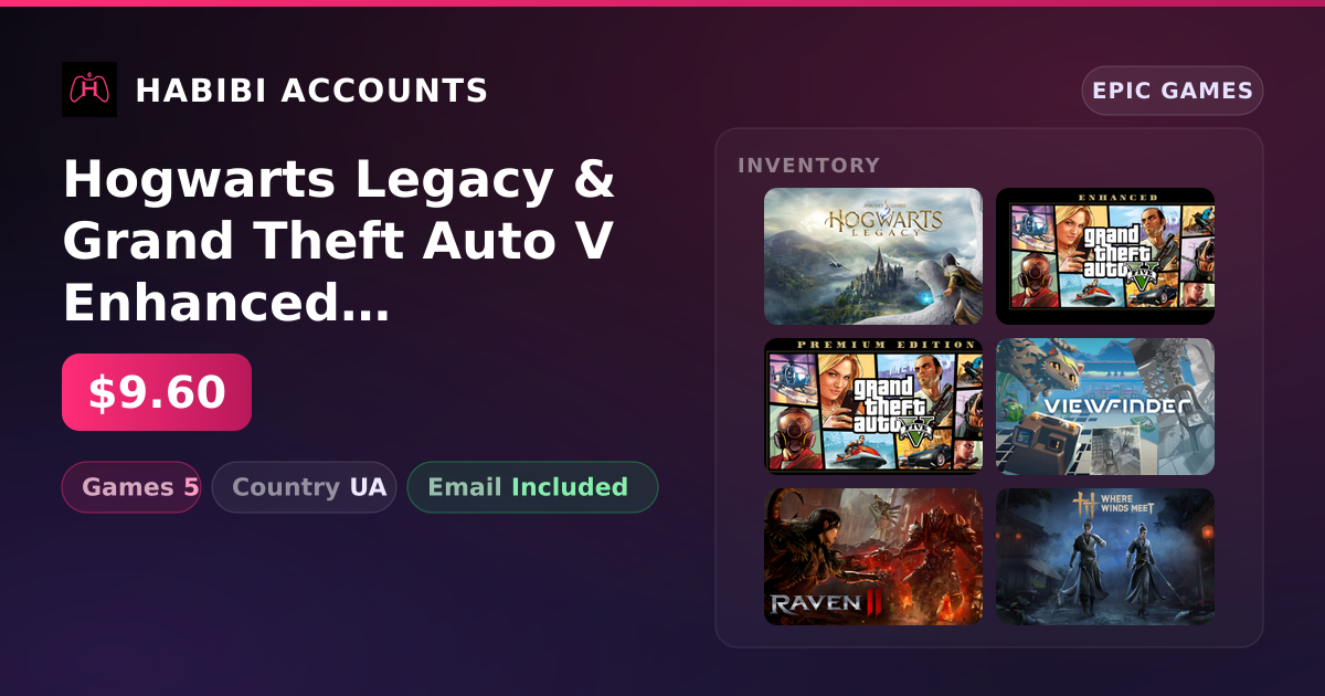 Hogwarts Legacy & Grand Theft Auto V Enhanced | 5 Games — HabibiAccounts