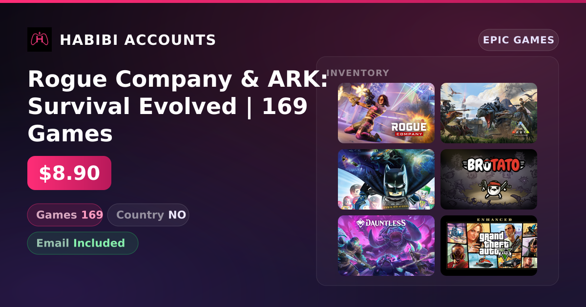 Rogue Company & ARK: Survival Evolved | 169 Games — HabibiAccounts
