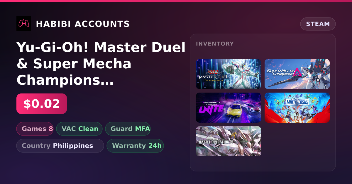 Yu-Gi-Oh! Master Duel & Super Mecha Champions | Clean — HabibiAccounts