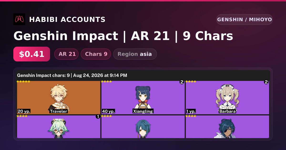 Genshin Impact | AR 21 | 9 Chars — HabibiAccounts