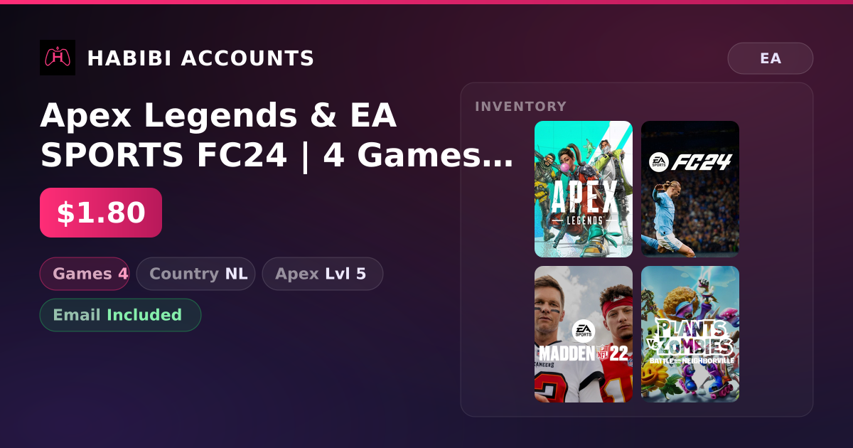 Apex Legends & EA SPORTS FC24 | 4 Games | Apex Lvl 5 — HabibiAccounts
