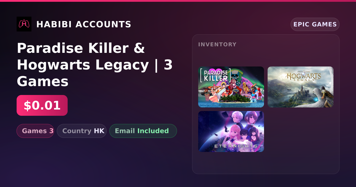 Paradise Killer & Hogwarts Legacy | 3 Games — HabibiAccounts