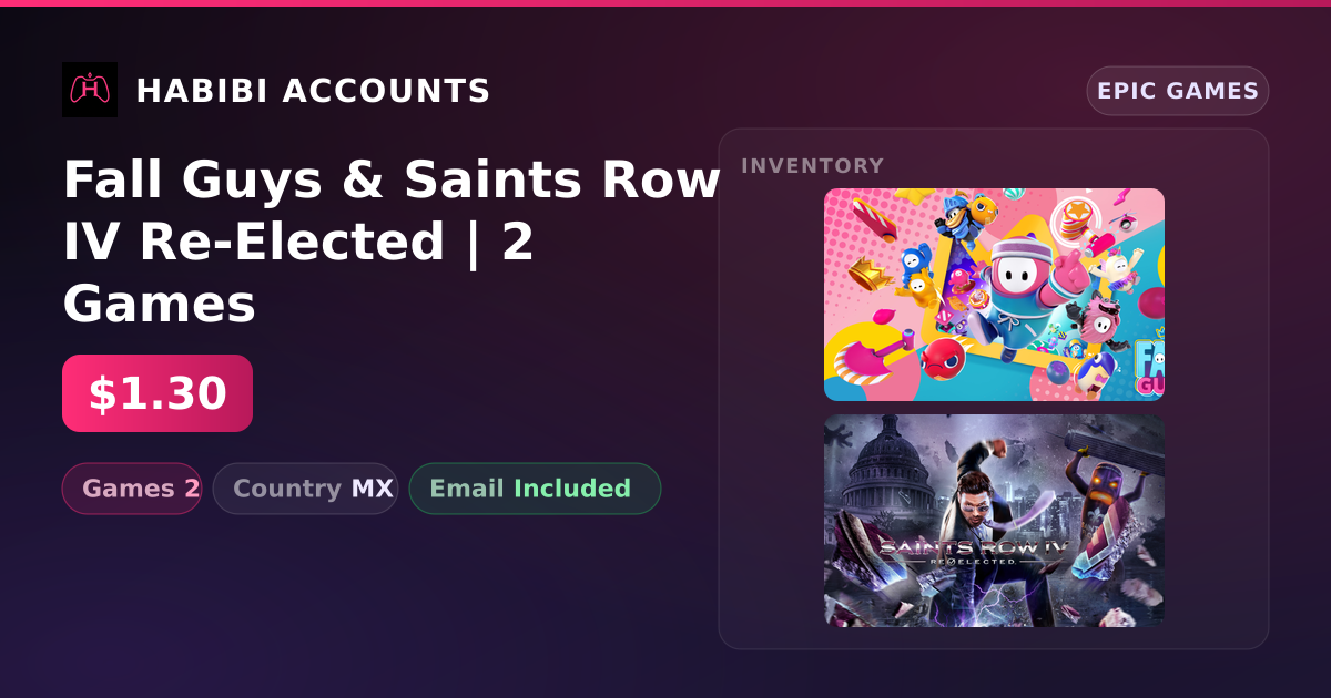 Fall Guys & Saints Row IV Re-Elected | 2 Games — HabibiAccounts