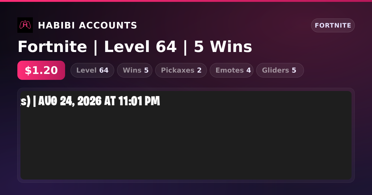Fortnite | Level 64 | 5 Wins — HabibiAccounts