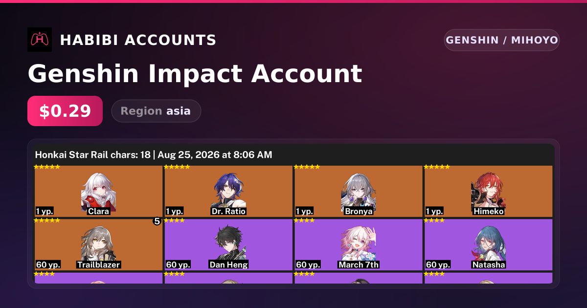 Genshin Impact Account — HabibiAccounts