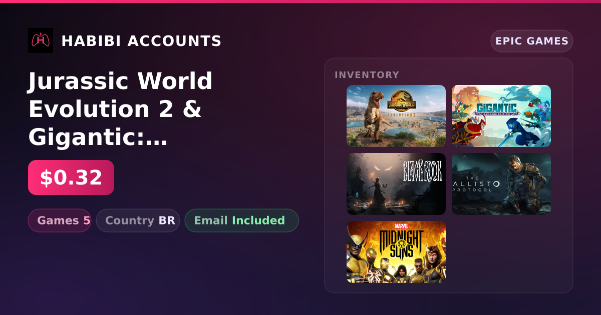 Jurassic World Evolution 2 & Gigantic: Rampage Edition | 5 Games — HabibiAccounts