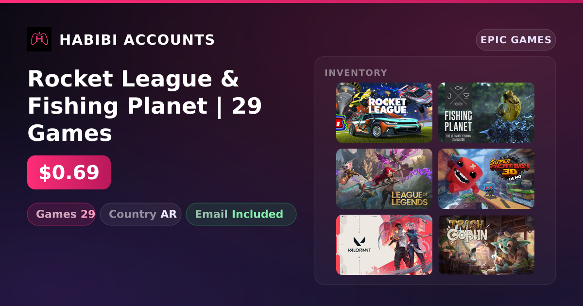 Rocket League & Fishing Planet | 29 Games — HabibiAccounts