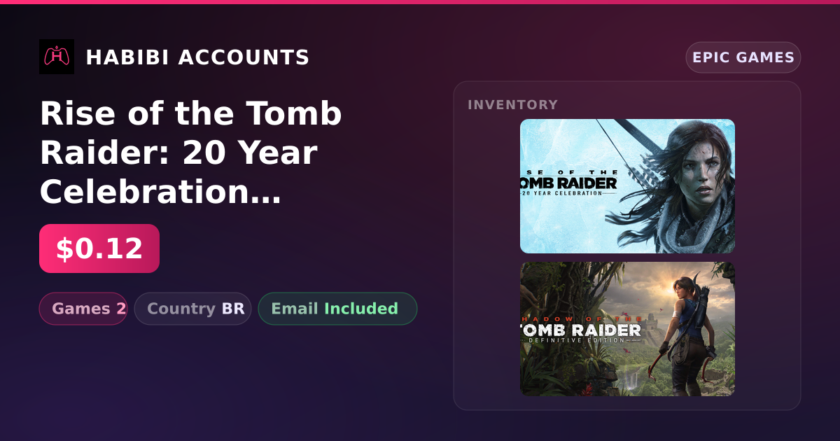 Rise of the Tomb Raider: 20 Year Celebration & Shadow of the Tomb Raider: Definitive Edition | 2 Games — HabibiAccounts