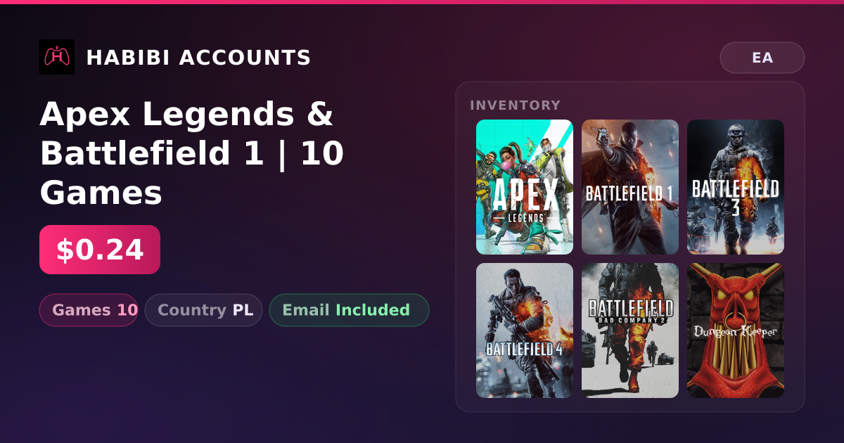 Apex Legends & Battlefield 1 | 10 Games — HabibiAccounts