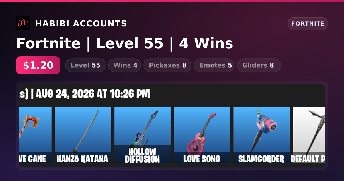 Fortnite | Level 55 | 4 Wins — HabibiAccounts