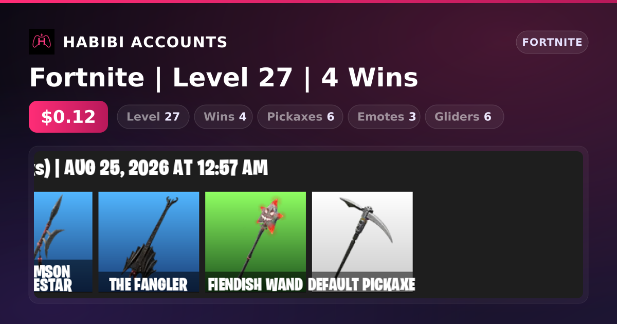 Fortnite | Level 27 | 4 Wins — HabibiAccounts