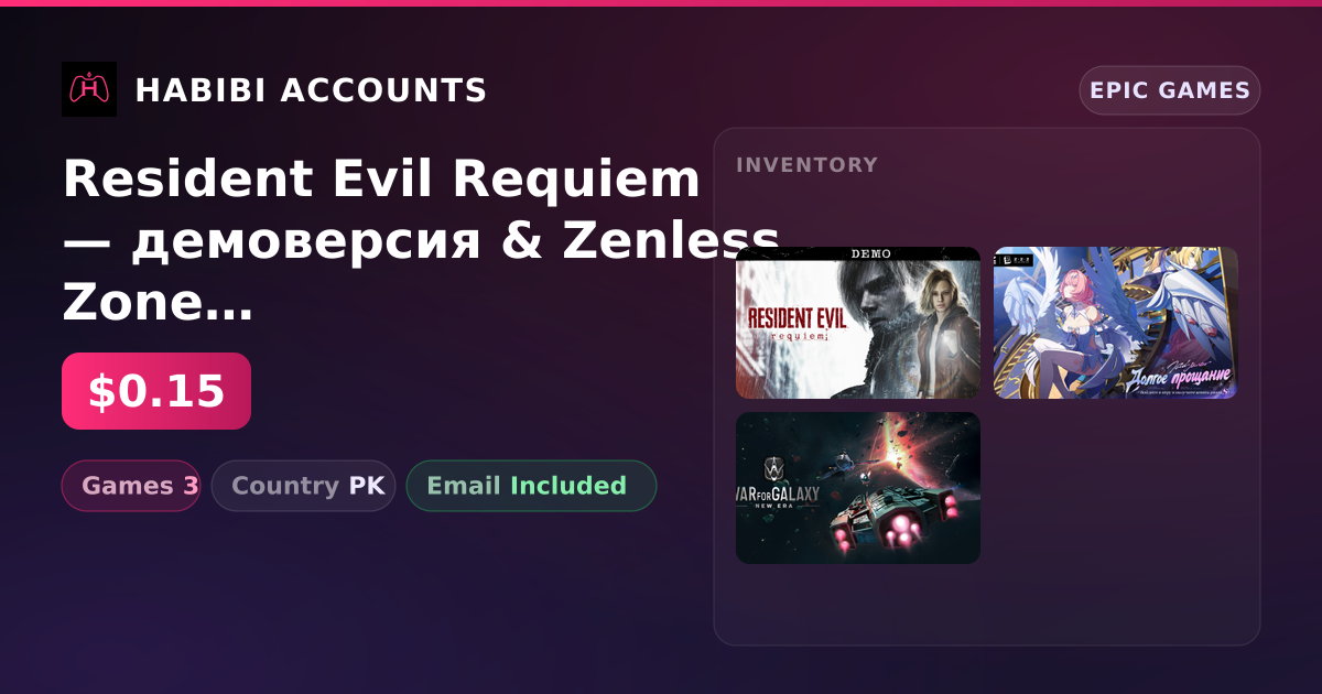 Resident Evil Requiem — демоверсия & Zenless Zone Zero | 3 Games — HabibiAccounts