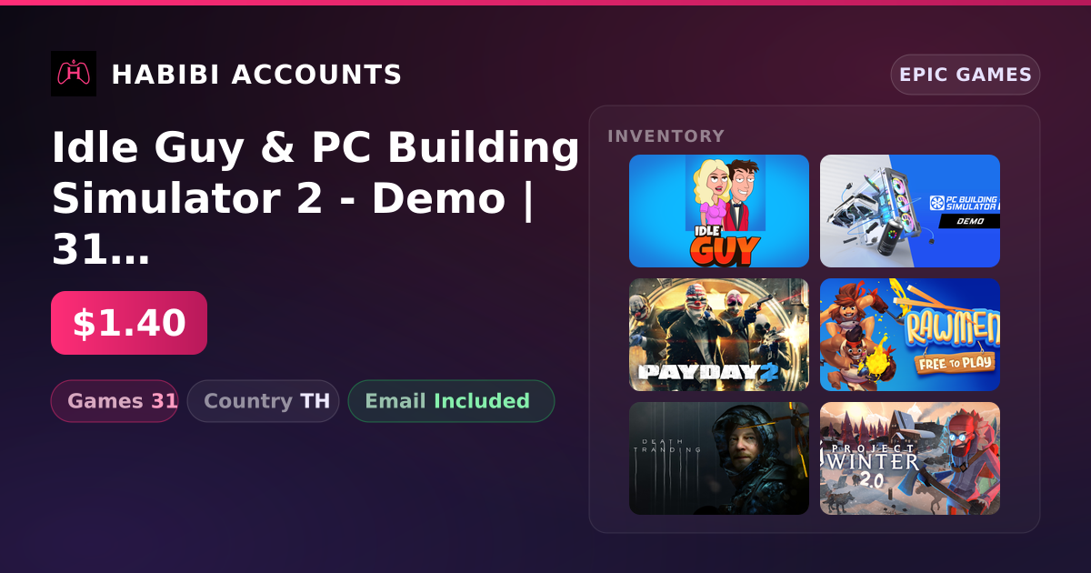 Idle Guy & PC Building Simulator 2 - Demo | 31 Games — HabibiAccounts