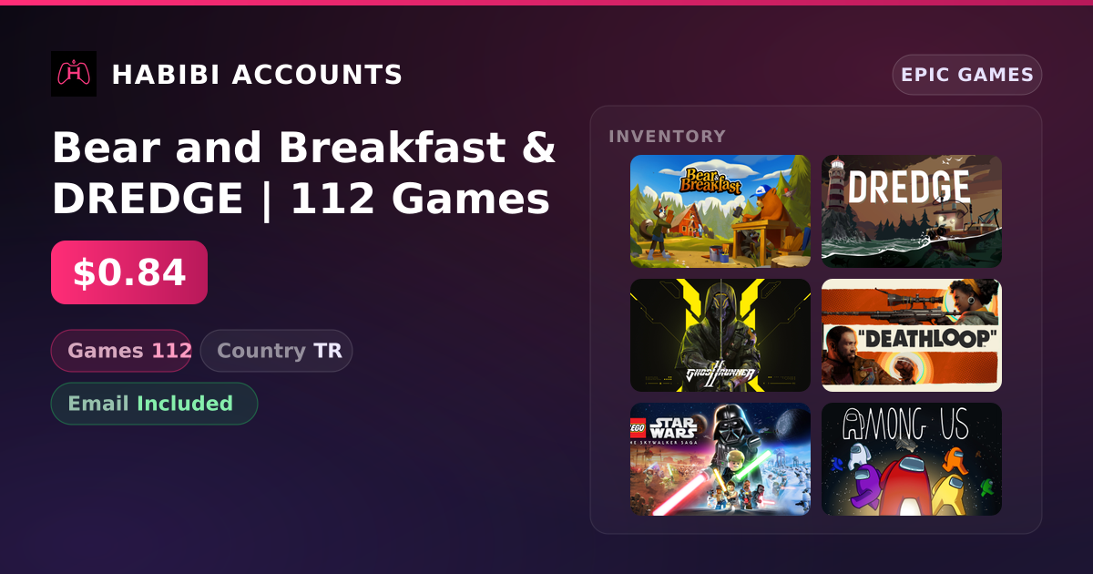 Bear and Breakfast & DREDGE | 112 Games — HabibiAccounts