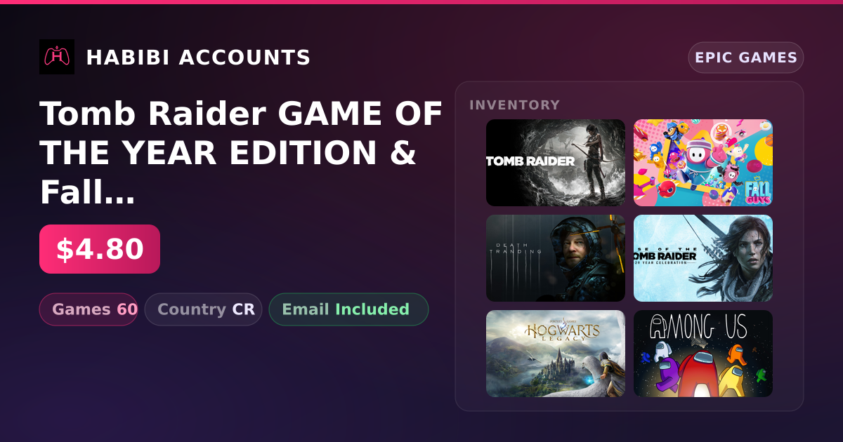 Tomb Raider GAME OF THE YEAR EDITION & Fall Guys | 60 Games