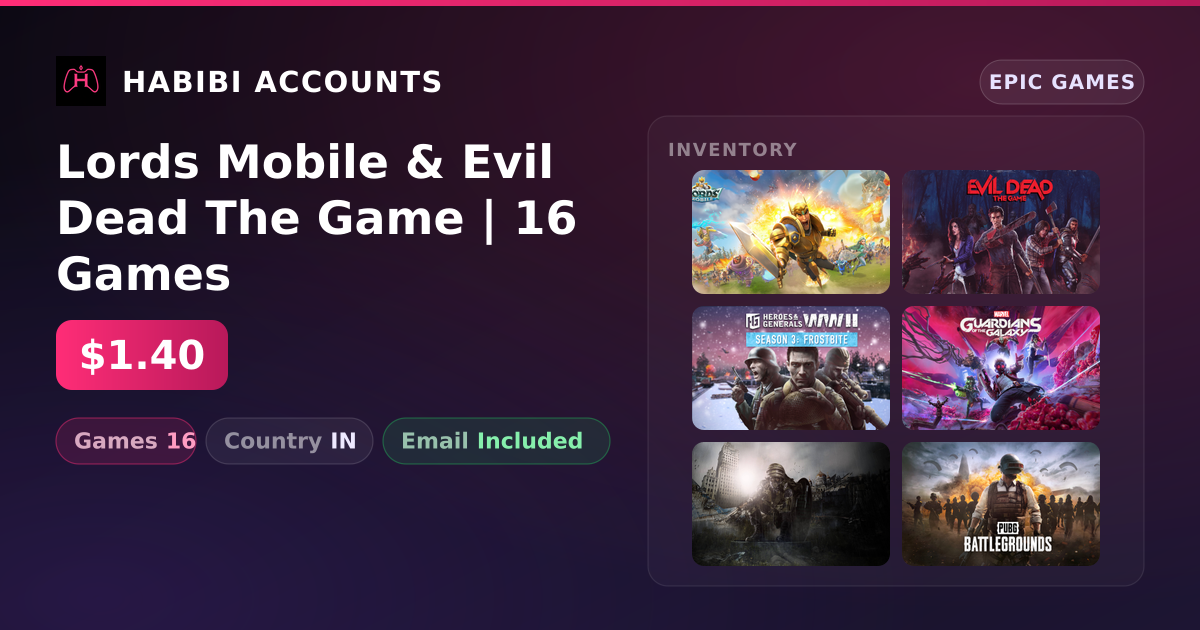 Lords Mobile & Evil Dead The Game | 16 Games — HabibiAccounts
