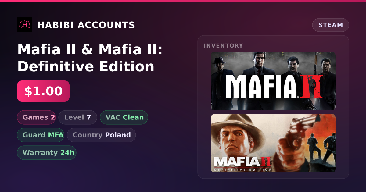 Mafia II & Mafia II: Definitive Edition — HabibiAccounts