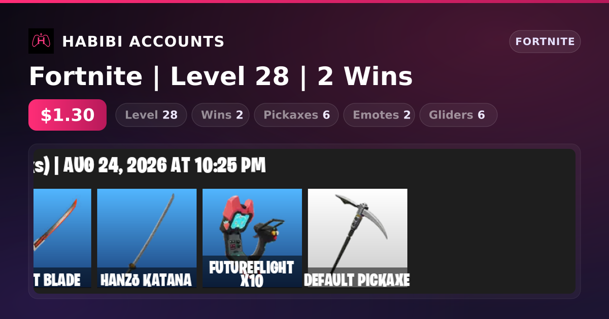 Fortnite | Level 28 | 2 Wins — HabibiAccounts