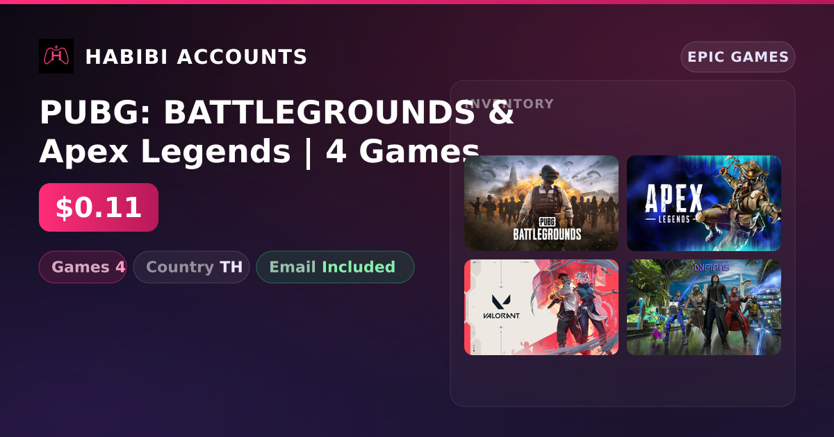 PUBG: BATTLEGROUNDS & Apex Legends | 4 Games — HabibiAccounts
