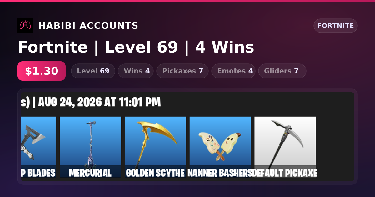 Fortnite | Level 69 | 4 Wins — HabibiAccounts