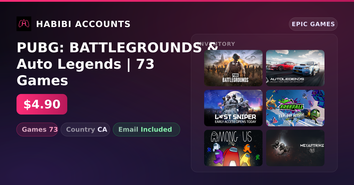 PUBG: BATTLEGROUNDS & Auto Legends | 73 Games